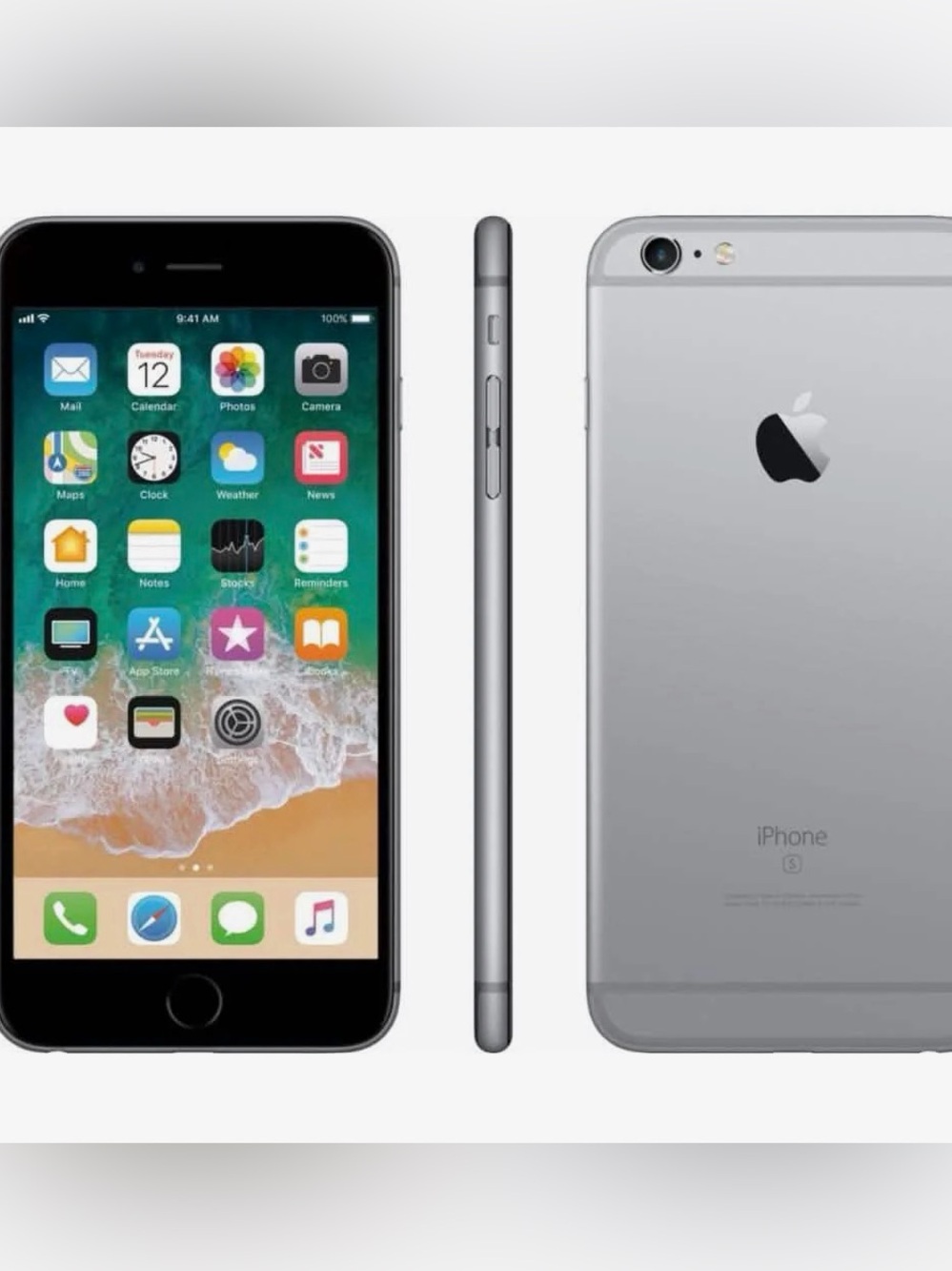 Apple iPhone 6s Plus Silver/Black Front & Back View